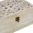 thumbnail image 6 of DecMode Floral Handmade White Mango Wood Decorative Box with Hinged Lid, 3 Count, 6 of 10
