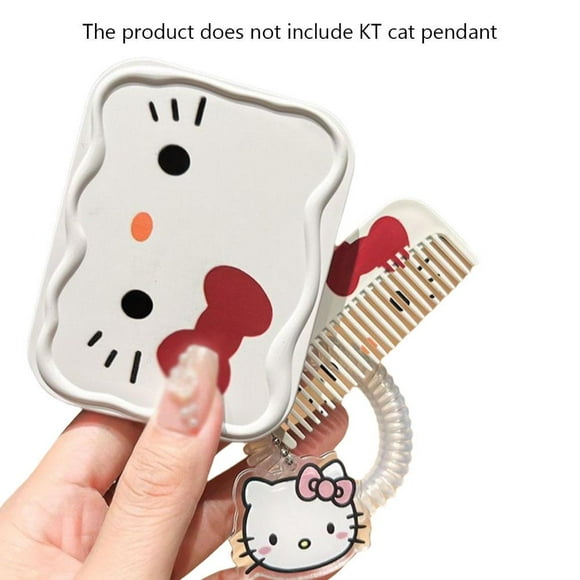 KT mirror comb without pendant wavy edge KT cat cute makeup mirror foldable mirror handheld portable go out portable makeup mirror vanity mirror student