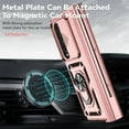 thumbnail image 3 of K-Lion For Samsung Galaxy Z Fold4,Magnetic Shockproof Rotation Ring Stand Slide Camera Lens Protector Hard Case Cover,Rosegold, 3 of 9