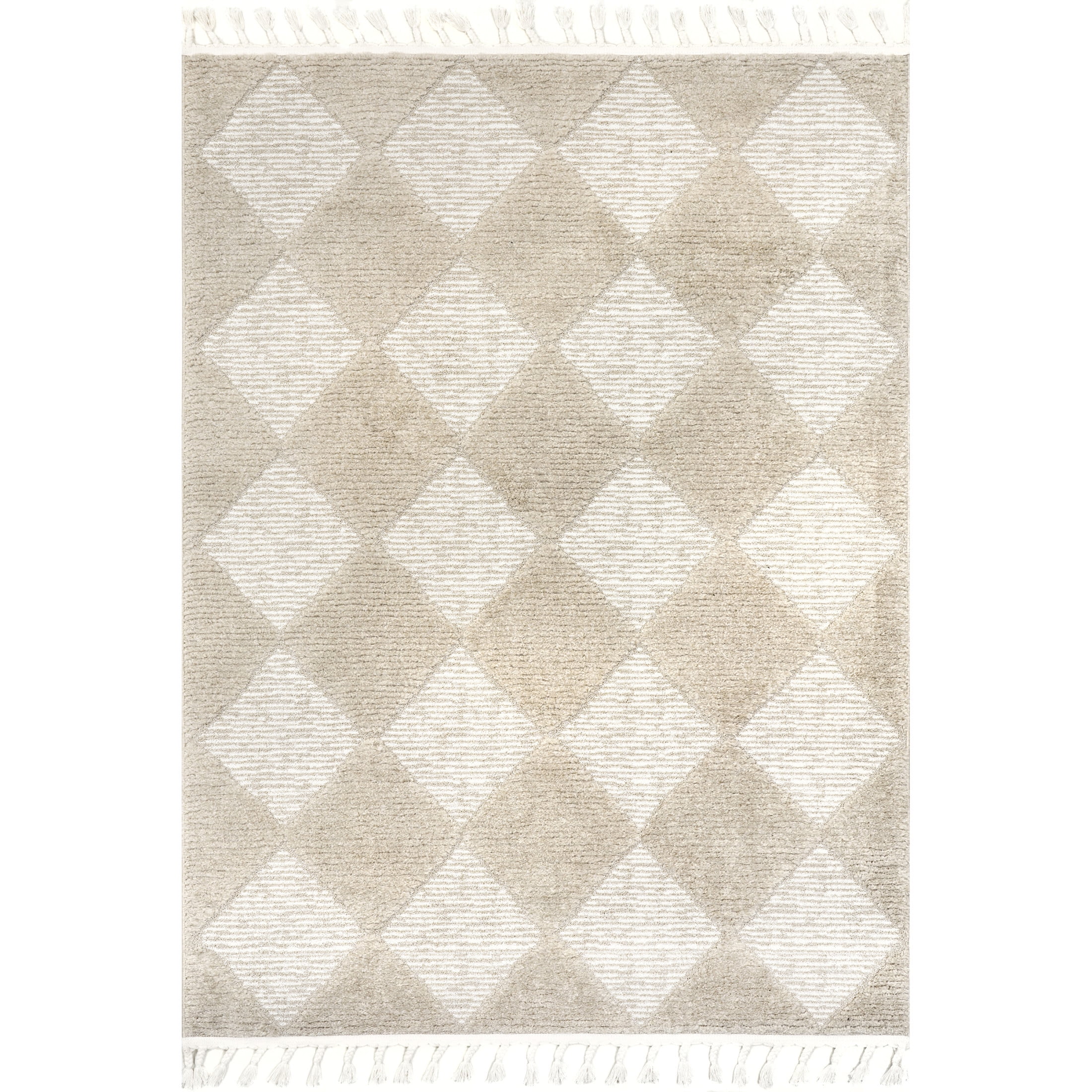 nuLOOM Marissa High/Low Diamond Tassel Area Rug, 2' 6" x 10', Runner, Marissa Beige
