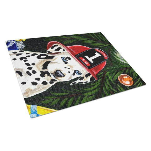 Carolines Treasures AMB1317LCB Fire Fighter Christmas Dalmatian Glass Cutting Board Large, 12H x 16W, multicolor