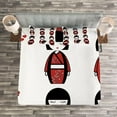 thumbnail image 3 of Ambesonne Ethnic Quilted Bedspread Set 3 Pcs, Geisha Dolls Folkloric, Queen Size, Black Red, 3 of 3