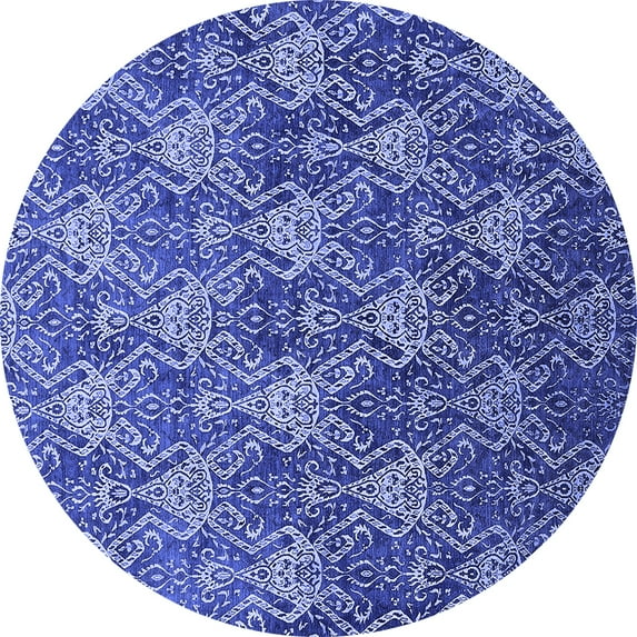 Ahgly Company Indoor Round Oriental Blue Industrial Area Rugs, 5' Round
