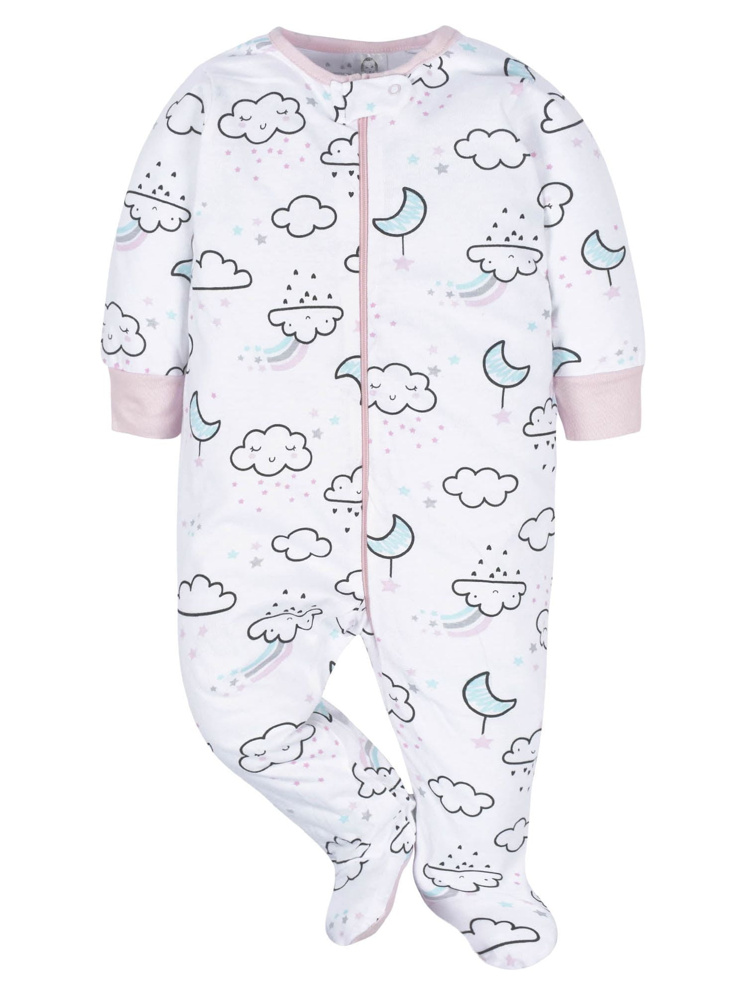 Gerber Baby Girl Sleep 'n Play Footed Pajamas, 4-Pack
