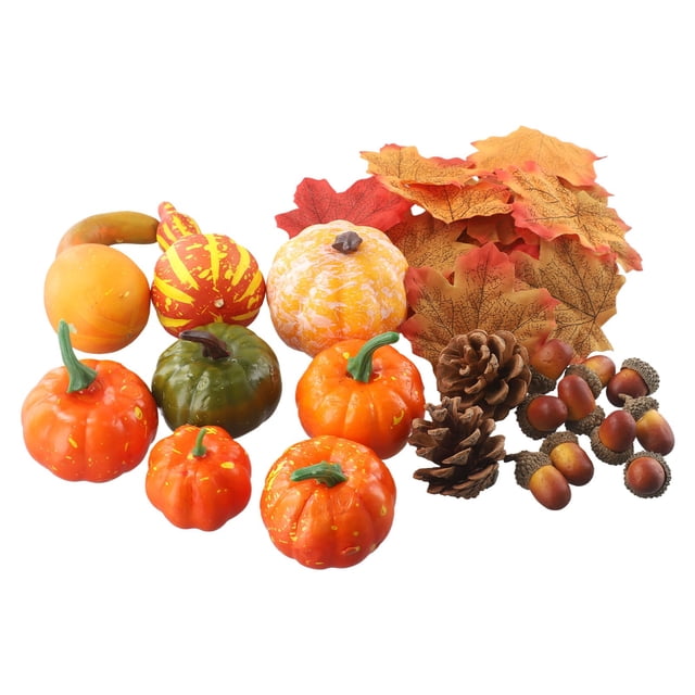 Chendee 50/86Pcs Artificial Pumpkin Autumn Fall Wreath Decorations Mini For Home Party,50Pcs