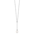 thumbnail image 5 of Auriga Fine Jewelry 925 Sterling Silver Rhodium-plated 8-9 mm White FWC Pearl CZ Drop Necklace for Women 18", 5 of 6