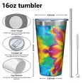 thumbnail image 4 of 16oz Tumblers Tie Dye Colorful Flower Pattern Stainless Steel Vacuum Insulated Double Wall Travel Tumbler Cups Mug with Lid and Straw,Cleaning Brush for Coffee,Tea, 4 of 4