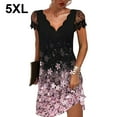 thumbnail image 5 of Maoww Robe Courte à Manches Courtes Imprimée Col en V pour Femmes, Décontractée, Soirée, École, Fiançailles, Été, Mariage, Anniversaire, Fête, Rose 5TG, 5 of 5