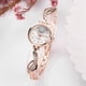 thumbnail image 4 of Reloj de pulsera analógico de cuarzo con esfera redonda y correa de aleación para mujer (oro rosa y blanco), 4 of 4