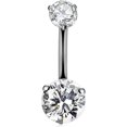 thumbnail image 1 of G23 Solid Titanium Belly Button Rings 14G CZ Belly Navel Rings 6mm 10mm Belly Bars, 1 of 3