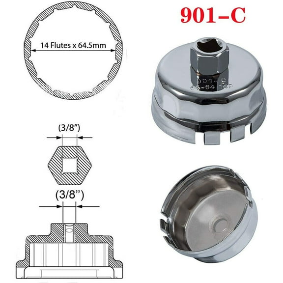 64mm 14 Flute Oil Filter Cap Removal Tool Cup Wrench For Toyota Lexus Scion 1.8L