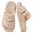 thumbnail image 1 of Zapatillas EverFoams Fuzzy de espuma viscoelástica con punta abierta, vintage, caqui, 1 of 7