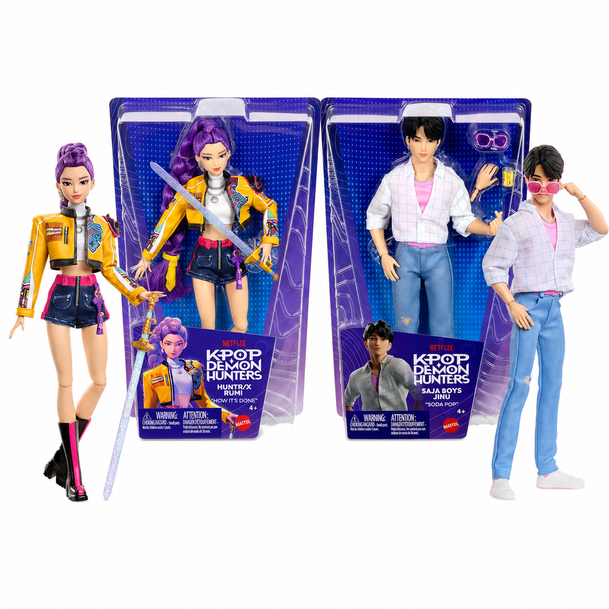 Mattel KPop Demon Hunters Rumi & Jinu Fashion Dolls 2-Pack, HUNTR/X Rumi & Saja Boys Jinu