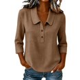 thumbnail image 2 of Summer Sales Womens Summer Tops Loose‑Fit Cotton‑Linen 3/4 Sleeve Lightweight Casual Blouse Oversized Tshirts for Women Under 12$, 2 of 6