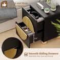 thumbnail image 5 of 23" Fluted Nightstands with Solid Wood Legs Set of 2, Modern Style Black Bedside Table with Round Moon Handle & Storage, Mid Century Cute Night Stand for Bedroom, Side Table, End Table for Dorm, 5 of 8