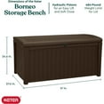 thumbnail image 2 of Keter Borneo 110 Gallon Rattan Wicker Resin Deck Storage Box Bench, Brown, 2 of 12