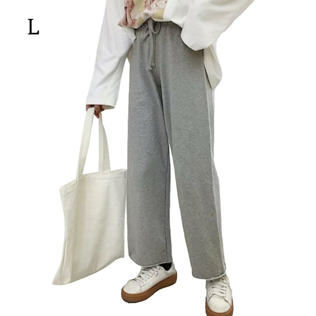 Pantalones deportivos Mujer Casual Suelto Cintura alta Pierna ancha Pantalón largo, Gris, L Inevent AP001468-02B