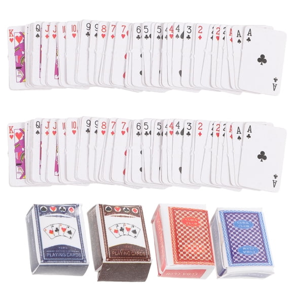 SHISUYAN 2 sets of Mini House Play Cards Doll House Miniatures Toy Kids Pretend Play Cards Miniature Poker Card Random Color