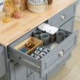 thumbnail image 3 of Yardi Yarda Rolling Kitchen Island Cart with 2 Drawers and 2 Storage Cabinets, Kitchen Cart on Wheels with Rubber Wood Top, Island Table with Drop Leaf for Indoor, Dark Gray, 3 of 7