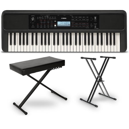 Yamaha PSRE383 61-Key Portable Electronic Piano with Power Adapter, Black