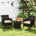 thumbnail image 2 of KOTEK 3 Piece Patio Furniture Set, Outdoor Wicker Patio Chairs with Soft Cushions & Tempered Glass Top Table, PE Rattan Bistro Set for Porch, Garden, Balcony (Beige), 2 of 8