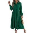thumbnail image 3 of Women's Long Sleeve V-Neck A-Line Flowy Maxi Dress, 3 of 9