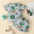 thumbnail image 4 of Toddler Boys Short Sleeve Cartoon Dinosaur Prints T Shirt Pullover Tops Shorts Kids Outfits Size 18-24 Months, 4 of 6