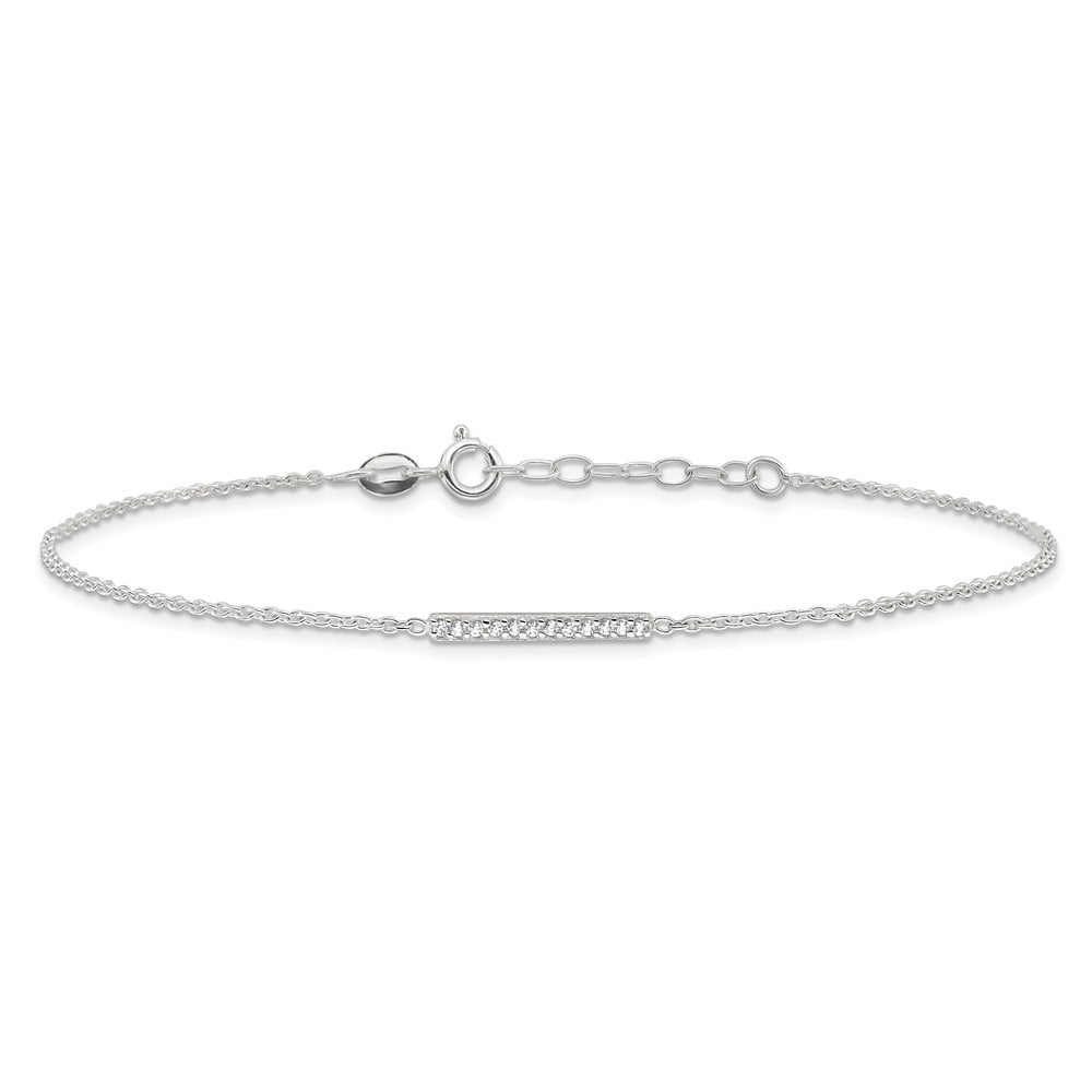 Auriga Fine Jewelry 925 Sterling Silver Cubic Zirconia Bar Anklet 9inch for Women