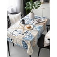 thumbnail image 2 of Blue Starfish Coastal Rectangle Tablecloth, Eucalyptus Summer Nautical Shell Wooden Waterproof & StainResistant Tablecloth, Washable Oil-proof Table Cover for Dining/Party/Wedding/Buffet 54x108 In, 2 of 9