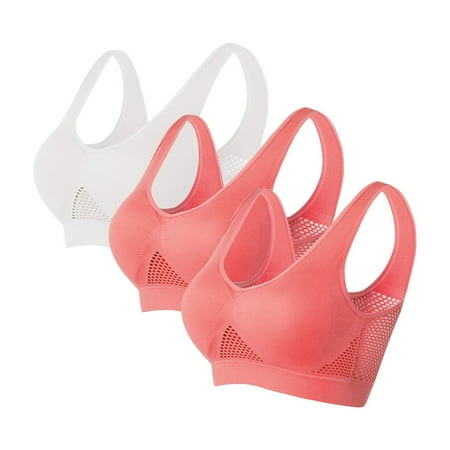 vigerkar 3 Pack Breathable Anti-Sagging Breasts Sports Bras for Women Cooling Comfort Wireless Bra Breathable Lift Up Air Bras Dark Gray  S