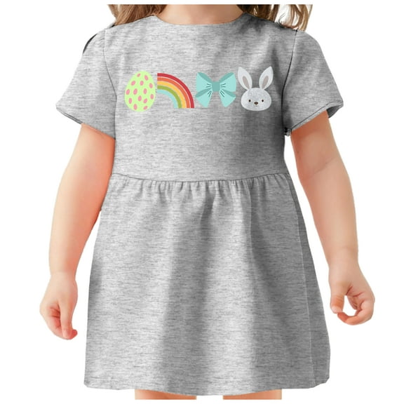 Tstars Easter Eggs Dress for Toddler Girls Infant Toddler Fine Jersey Dress 18M Gray