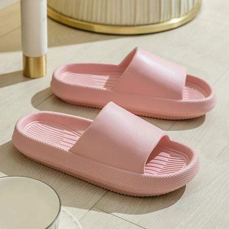 

Summer Saving Clearance! Tuobarr Womens Slides Womens Mens Solid Color Slippers Super Soft Breathable -Slip Bedroom Home Slippers Pink US Size 7