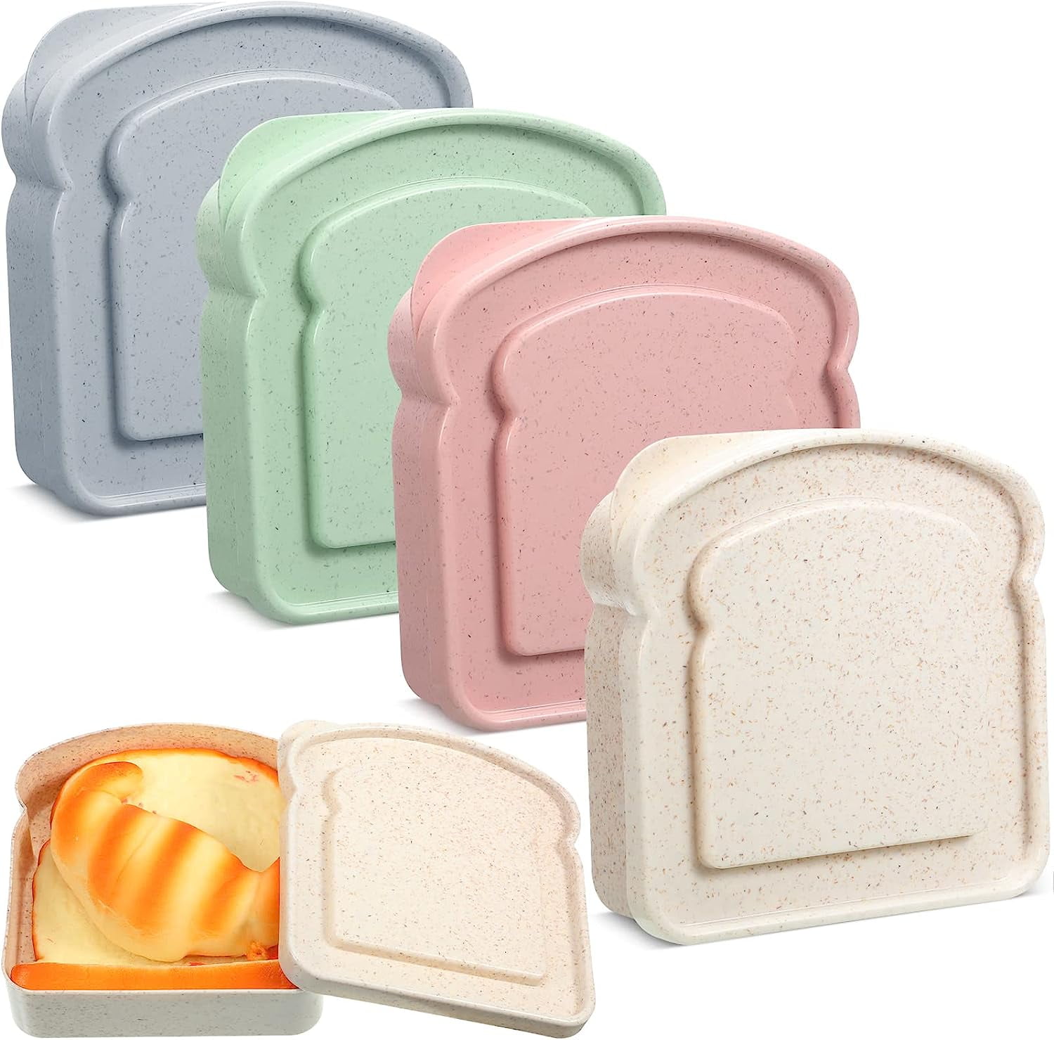 VerPetridure Sandwich Containers Sandwich Box for Lunch Boxes,Food Storage  Toast Shape Sandwich Holder Bread Sandwich Keeper for Kids Adults Prep