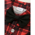 thumbnail image 3 of Baby Boy Clothes Outfit Formal Suits Newborn Plaid Romper Shirts Suspender Pants Hat 3-24 Month 4pcs, 3 of 9