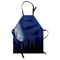 thumbnail image 1 of Half Moon Apron, Mystery Night over Forest Silhouette, Unisex Kitchen Bib with Adjustable Neck for Cooking Gardening, Adult Size, Night Blue, by Ambesonne, 1 of 4