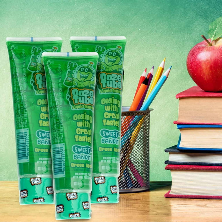 Ooze Tube Liquid Candy Green Apple, 4 Ounce Each (Pack of 3
