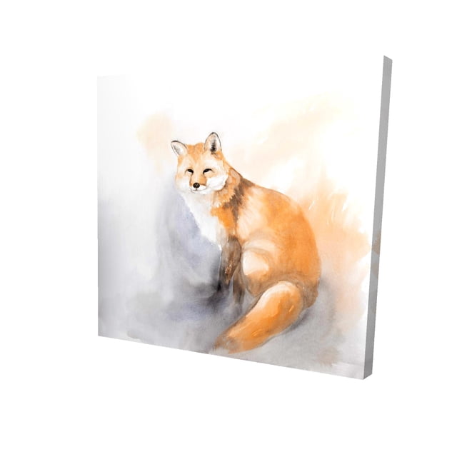 Watercolor fox - 36"x36" canvas - Print on demand