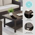 thumbnail image 4 of Martha Stewart Indoor-Outdoor Patio Coffee Table with Lower Storage Shelf and Engineered Wood Top in Brown Rattan Wicker, 4 of 11