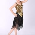 thumbnail image 2 of Otqutp Girls Sequin Fringe Dance Dress Tassel Sparkly Paillette V Neck Ballet Dresses Spaghetti Strap Trendy Dancewear, 2 of 8