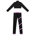 thumbnail image 4 of JanJean Kids Girls Dance Sports Tracksuit Long Sleeve Mock Neck Crop Top with Skating Pants Gymnastic Pink 10, 4 of 5