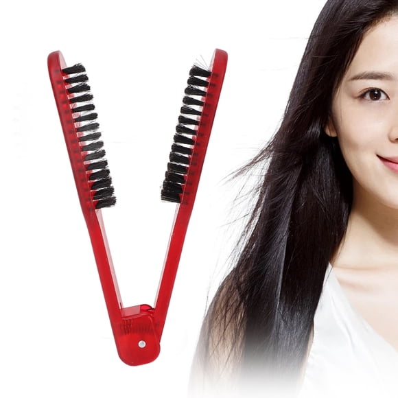 Pinza Para Alisar El Cabello, Nailon Hueco Libre De Estática, Cepillo De Pelo De Doble Cara Rojo De Estilo Rápido Para Peluquería Para Barbería