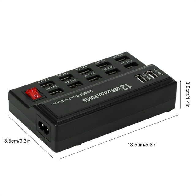 12 Port USB Charging Station, Lightweight Sturdy Wide Application Practical Fast Charging USB Intelligent For Business Trip For Smart Phones