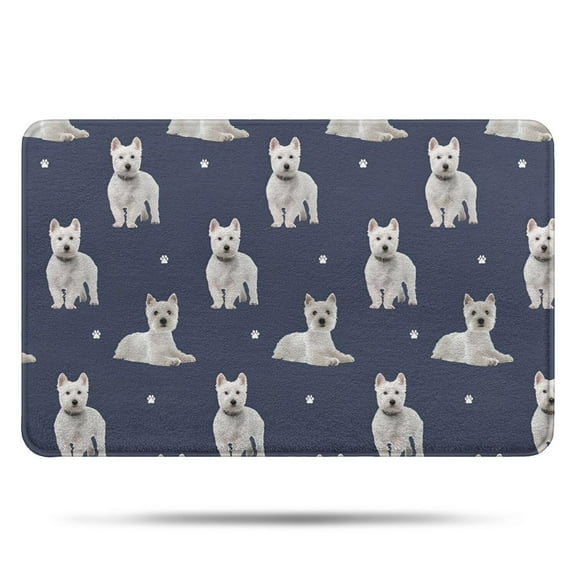 West Highland White Terrier Bathroom Rugs Mat,Non Slip Microfiber Bathroom Rug,Rubber Backing,Soft Bathroom Mats for Bathroom Floor,Tub and Shower,17x27in(43x68cm)