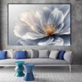 thumbnail image 2 of Mudket Silver Grey Flower Canvas Wall Art, Framed Floral Print, Ready to Hang Wall Decor for Living Room Bedroom, Luxury Modern Artwork - 12"L x 8"W, 2 of 10
