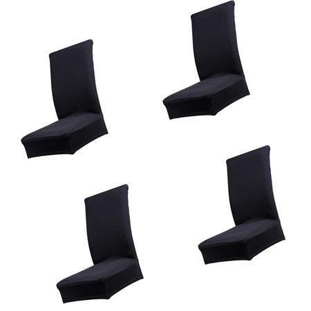 1/24Pcs Solid Color Polyester Spandex Dining Stool Chair Cover Slipcover - Bck, 4 Pieces