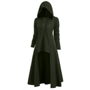 Juebong Plus Size Gothic Dresses for Women Renaissance Costumes Hooded Robe Halloween Cosplay Dress