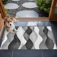 thumbnail image 4 of 2x3 Door Mat Rug, Gray Stripes Non-Skid Rubber Backing Large Rectangle Rugs - Living Room Bedroom Home Office, Vintage Farmhouse Greyish Ripple Pattern Indoor Floor Mat Carpets Washable Rug, 4 of 9