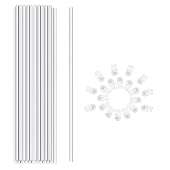 Plant Stakes, Plant Sticks 20PCS Acrylic Clear Plant Support Stakes, 16 Inches Garden Single Stem Stakes for Indoor,20 x Plant Stakes (40cm) 20 x clip,Transparent