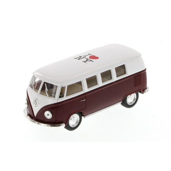 I Love New York 1962 Volkswagen Classic Bus, Burgundy - Kinsmart 5060D-ILNY - 1/32 Scale Diecast Model Toy Car (Brand New, but NOT IN BOX)