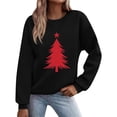 thumbnail image 2 of SYMOID Womens Black Christmas Tree Graphic Sweatshirt - Long Sleeve Crew Neck, 100% Polyester Relaxed Fit for Festive Holiday (S-XXL),Size 2XL, 2 of 5